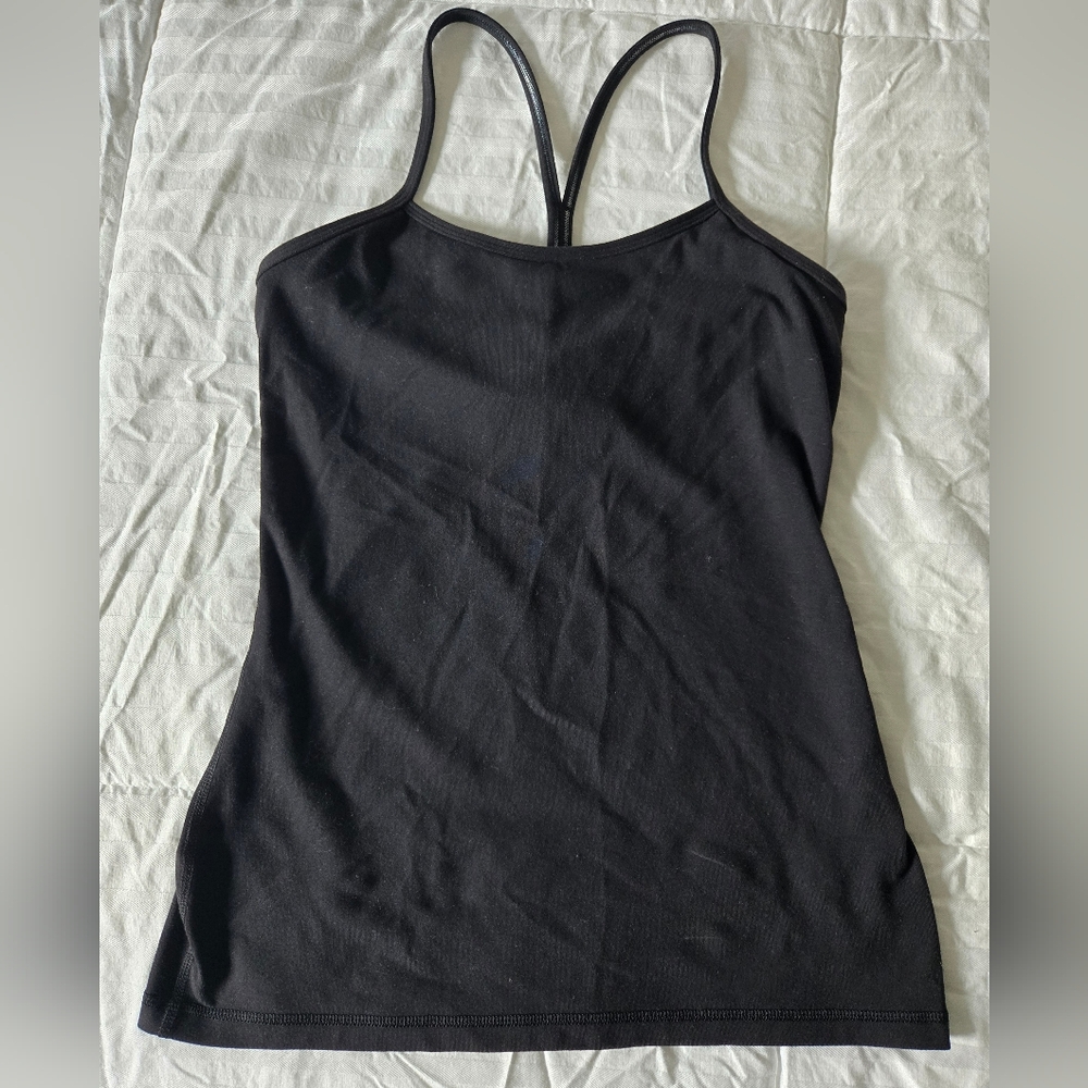 Lululemon Black Power Y Tank Top Hip Length Size 6 *EUC*